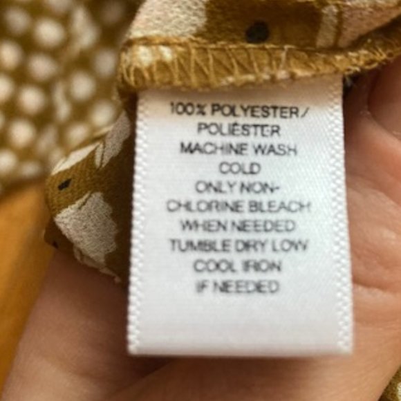 Ann Taylor Loft Tan and White Patterned Flowy Long sleeve Blouse Size Small - Picture 6 of 8